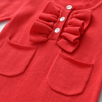 Baby pige tøj,Spædbarn baby pige Strikket Sparkedragt, Baby udstyr, jumpsuits,Rød heldragt til baby pige