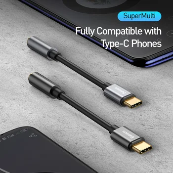 Baseus USB Type C til 3,5 mm Aux Adapter USBC til 3,5 mm Øretelefon Audio Adapter Til Huawei Xiaomi Oneplus Type-C 3.5 Jack OTG Kabel