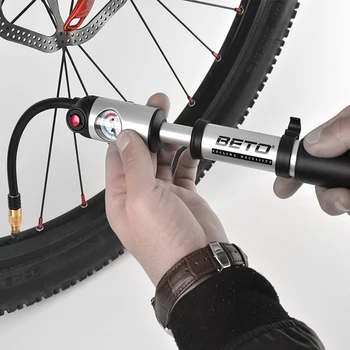 BETO bærbare cykel pumpe dæk støddæmper gaffel rør inflator Schrader Presta ventil MTB-pumpe med manometer slange pumpe