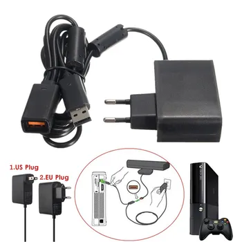 Black AC 100V-240V Strømforsyning EU-adapterstik USB-Opladning Oplader Til Microsoft Xbox 360 Kinect Sensor