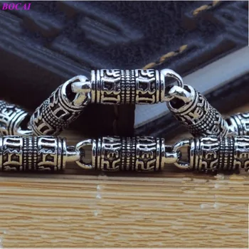 BOCAI S925 sterling Sølv Halskæde Seks tegn sandt skriften 2020 nye retro Thai sølv halskæde 925 Sølv Mænds Halskæde