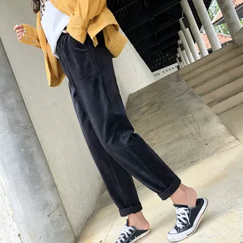 Bukser Kvinder, Fløjlsbukser Varm Lange Bukser Fortykkelse med Lommer Daglige Vintage Ulzzang koreansk Stil Dame Harajuku Fashionable
