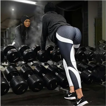 CKAHSBI Kvinder Push Up Yoga Bukser i Høj Kvalitet Honeycomb Trykt Yoga Bukser Big Butt Lift Flæsekanter Sexet Strømpebukser Trænings-og Motionscenter Leggings