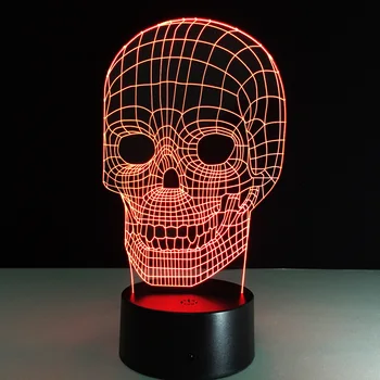Cool 3D Lampe Kraniet Nat lys Kreative Induktion Lampe ColorfulDesk lampe Remote Switch Farvede lys Atmosfære lampe Til Gave