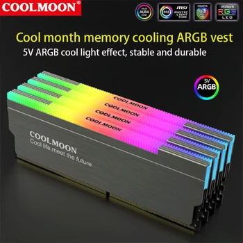 Coolmoon RAM Heatsink ARGB, Hukommelse Radiator RGB, 5V 3Pin M/B SYNC, CR-D134S