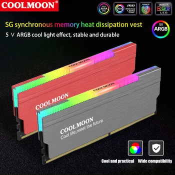 Coolmoon RAM Heatsink ARGB, Hukommelse Radiator RGB, 5V 3Pin M/B SYNC, CR-D134S