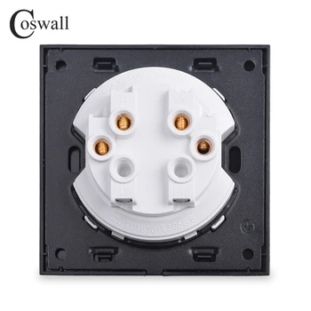 Coswall 2 Gang 1 Måde Tilfældig Klik på Skub On / Off Wall Light Switch Med LED-Indikator Hærdet Krystal Glas Panel 16A Grå