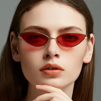 Cute Cat Eye Solbriller Kvinder Sexet Brand Designer Sommeren Retro Lille Ramme Sort Rød Cateye Solbriller