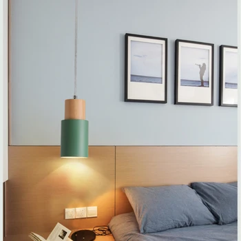 Designer Nordiske simple Træ Vedhæng Lys led hænge lampe Farverige Aluminium stativ Køkken Ø-bar hotel home decor E27