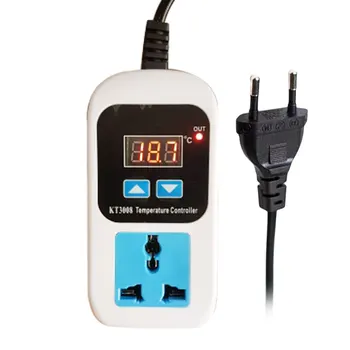 Digital Termostat Regulator Temperatur Controller Mikrocomputer Stikkontakten -50~110C + 1m NTC Sensor AC 110-220V EU Stik