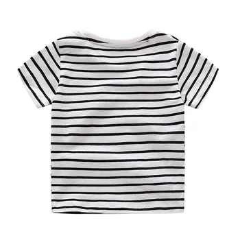 Drenge Tøj Mode Mickey T-shirt + Jeans Sæt Sommer kortærmet Stribet Bomulds T-shirt til Børn Afslappet Jakkesæt Hul Bukser