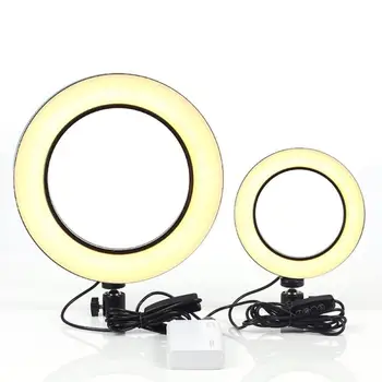 Dæmpbar LED Selfie Ring Lys med Stativ, USB-Selfie Lys Ring Lampe Store Fotografering Ringlight med Stander til Mobiltelefon Studio