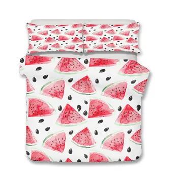 En Strøelse Sæt 3D Printet Duvet Cover Sæt sengelinned Vandmelon Frugt boligtekstiler for Voksne Sengetøj med Pudebetræk #XG02