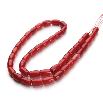 Engros 5*9mm Cylindrisk Form 43 stk Rød Natur Coral Charms Løse Perler passer til DIY-Halskæder-Armbånd-Smykker at Gøre Resultaterne