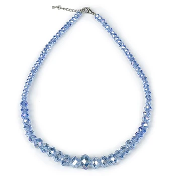 Engroshandel med 6-13.7 mm, Lys Blå Snefnug stribe Perler Til gør det selv-fremstilling af Glas Krystal Kvarts Halskæde Tilbehør 18inch H62