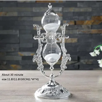 Europa timeglas timer 15/30min ur sand metal+glas dekorative sand timeglas sand sand timer splint og hvid farve A06-4