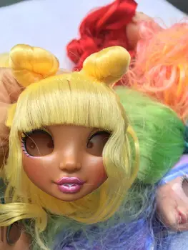 Farverige Hår Rainbow Dukke Hovedet Oprindelige Dukke Dele DIY Tilbehør Yoga Leddene Bevægelige Krop Legetøj Skaldet Hoved, Øjne, Hoveder Dele