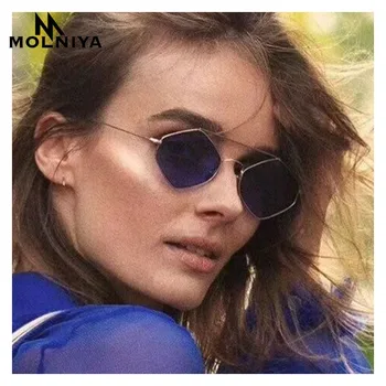 Fashion Kvinder Solbriller MOLNIYA Nye Metal Stel Dobbelt Stråler Solen Briller til Mænd, Kvinder Uregelmæssige Ocean-Brillerne UV400