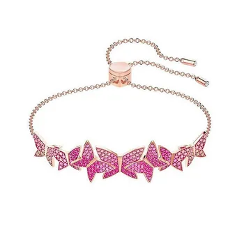 Fashion Smykker i Høj Kvalitet SWA1:1, Charme og Luksus Gradient Farve Rød Butterfly 3D Halskæde Kvinder Romantisk Gave