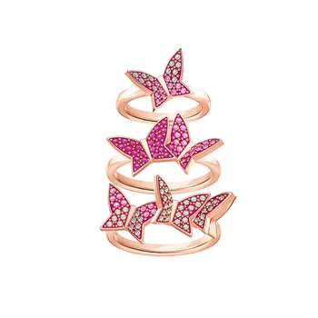 Fashion Smykker i Høj Kvalitet SWA1:1, Charme og Luksus Gradient Farve Rød Butterfly 3D Halskæde Kvinder Romantisk Gave