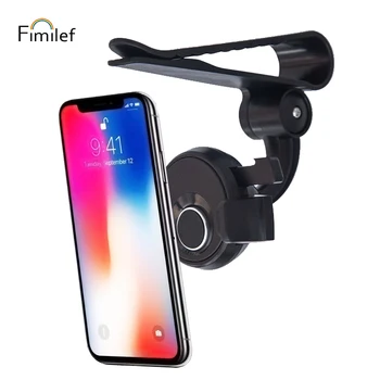 Fimilef Blokeringsfri Mobiltelefon Holder Auto Clip 360 Rotation Justerbar Bil solskærm Klip Holder Mount holder Til iPhone Samsung