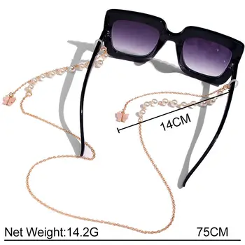 Flatfoosie Udsøgt Briller Kæde, Guld Farve Stjernede Imiteret Perle Mode Optiker Kæde Elegant Temperament Brille Lanyard