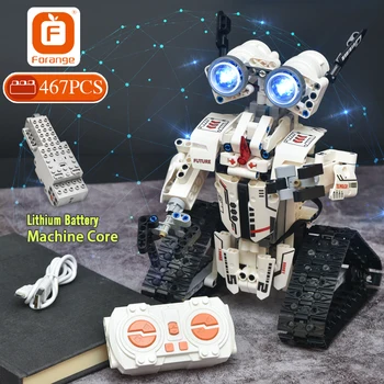 Forange Tekniske RC Robot Opfinder byggesten Skaberen Programmerbar Fjernbetjening Intelligente Bil Mursten Legetøj For Børn