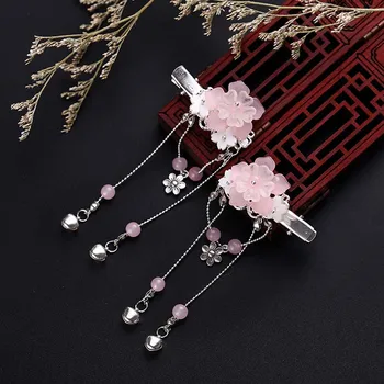 FORSEVEN Kinesiske Hanfu Retro Bell Krystal Perler, Blomst Lange Kvaster vidt forskellige tyrkiske arkitekturer Hårnåle Kvinder Cosplay Pige Hårklemmer Dekoration