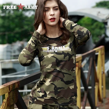 FreeArmy Brand Kvinder Capless Camouflage O-hals Overtøj Pullovere Streetwear Tøj til Kvinder Sweatshirts Kostume Tøj