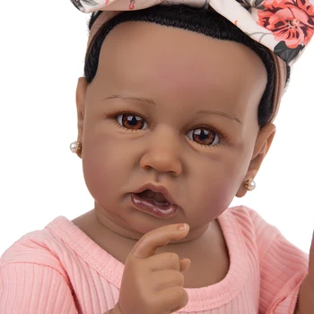 Full Body Silikone Afrika Sort Hud Reborn Baby Dolls 57 CM Rigtige Touch Nyfødte Barn Badekar Dukke Legetøj Kids Fødselsdag XMAS Gave