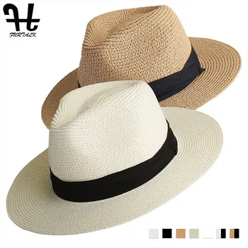 FURTALK Sommeren Strå Hat til Mænd, Kvinder Sun Beach Hat Mænd Jazz Panama Hatte Fedora Wide Brim Solen Beskyttelse Cap med Læder Bælte