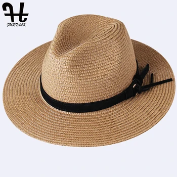 FURTALK Sommeren Strå Hat til Mænd, Kvinder Sun Beach Hat Mænd Jazz Panama Hatte Fedora Wide Brim Solen Beskyttelse Cap med Læder Bælte