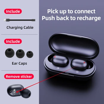 GT1 TWS Fingeraftryk Touch Bluetooth Hovedtelefoner, HD Stereo Trådløse Hovedtelefoner støjreducerende Gaming Headset