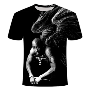 Hot nye stil mænds korte Mouw 3D-T-shirt fritidstøj briller lion / skull 3D-print T-shirt hip hop street style