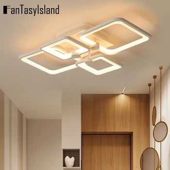 Hvid Moderne LED Loft lysekrone Til Stue, Soveværelse, Spisestue loft lysekroner med fjernbetjening Kampprogram