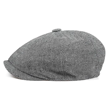 Høj kvalitet, mode solidt gitter beret cap udendørs fritidsaktiviteter klassiske ottekantede hat mænd og kvinder foråret og efteråret er varme hatte