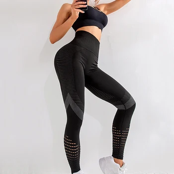 Høj Talje Problemfri Leggings Til Kvinder Hule Ud Fitnesscenter Legging Super Elastisk Yoga Bukser Fitness Sport Tights Jogging Bukser