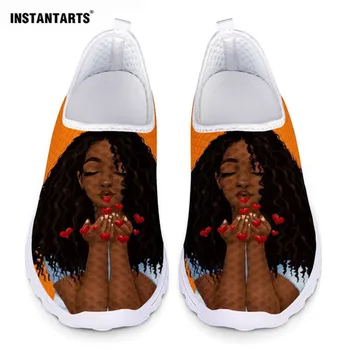INSTANTARTS Afro Piger Sort Kunst Lejligheder Kvinder Sko Ånde Mesh Slip På Kvinden Sneakers til Damer Quick-dry Rejse Beach Water Sko