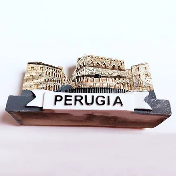 Italien Perugia vartegn Kommunale Pladsen Springvand 3D Harpiks Køleskab Magnetisk Køleskab Mærkat DIY Hjem Køkken Indretning