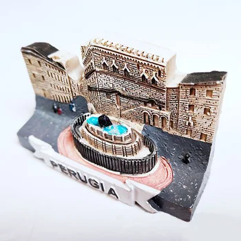 Italien Perugia vartegn Kommunale Pladsen Springvand 3D Harpiks Køleskab Magnetisk Køleskab Mærkat DIY Hjem Køkken Indretning