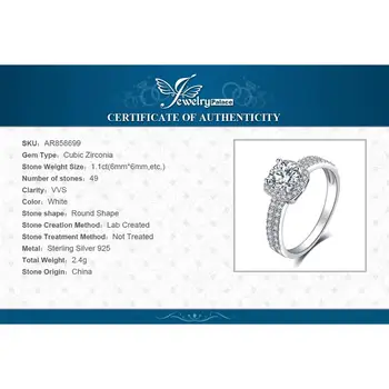 JewelryPalace 1ct CZ Halo Engagement Ring 925 Sterling Sølv Ringe for Kvinder Jubilæum Ring vielsesringe Sølv 925 Smykker