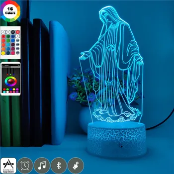 Jomfru marias Tro Nightlight for Kristne Ferie Gaver 3d Led-Farve Changable Tre-dimensionelle feststemning Lampe