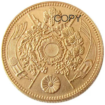 JP(08) Japan Mønter 5 Yen - Meiji 13 År Fast Forgyldte Mønter KOPI Diameter 21.82 MM Vægt (Tæt på 8.33 g) Reeded Kant