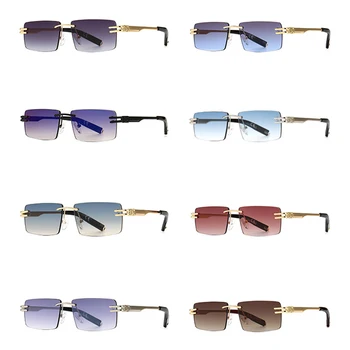 Kachawoo rammeløse rektangel solbriller mænd retro firkantede briller kvinders Sommer nuancer guld blå brun 2021 bedste sælger