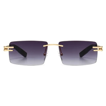 Kachawoo rammeløse rektangel solbriller mænd retro firkantede briller kvinders Sommer nuancer guld blå brun 2021 bedste sælger