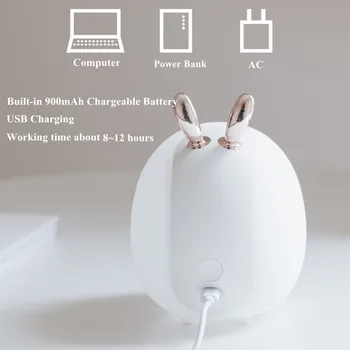 Kanin Hjorte LED Nat Lys Touch Sensor 2 Farver Silikone USB-Genopladelige Soveværelse sengelampe for Børn Baby Gave