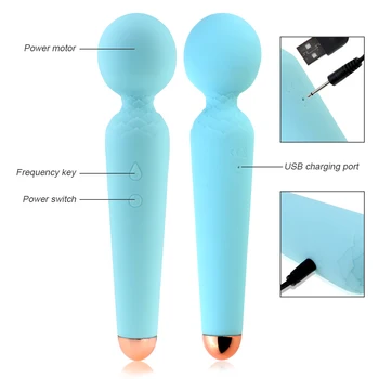 Kraftfuld AV Magic Wand Dildo Vibrator Sex Legetøj for kvindens Klitoris Stimulator Fisse G Spot Vibrator Voksen Produkter Vandtæt