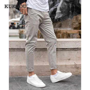 KUEGOU 2020 Ny Bomuld, Spandex Mænds Casual Bukser Foråret Slim Straight Micro elastisk Klassiske bukser sommer Plus Size KK-3002