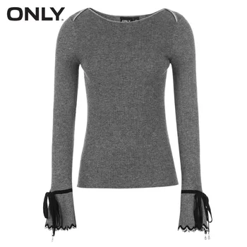 KUN womens' vinter nye lace-up slank sweater Elastisk og slank Rem trompet ærmer|118324572