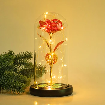 Kunstige Evige Rose LED Lys, Skønhed Udyret I Glas med Guld-Folie Blomst Valentine ' s Day Gave Fortryllede Rose Fairy Lights
